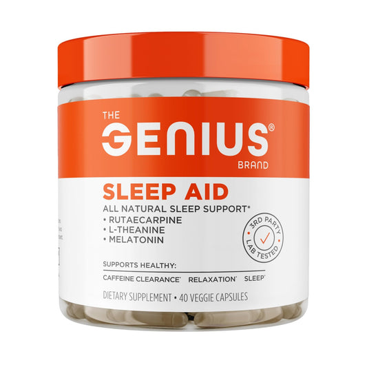 Genius Sleep AID - Smart Sleeping Pills Supplement - Relaxation Enhancer and Mood Support w/Inositol, L-Theanine & Glycine - 40 Capsules - NutriGlobal