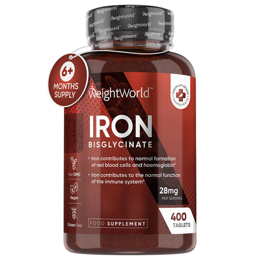 Gentle Iron Tablets High Strength 28mg - 400 Tablets (6+ Months Supply) - Vegan Iron - NutriGlobal