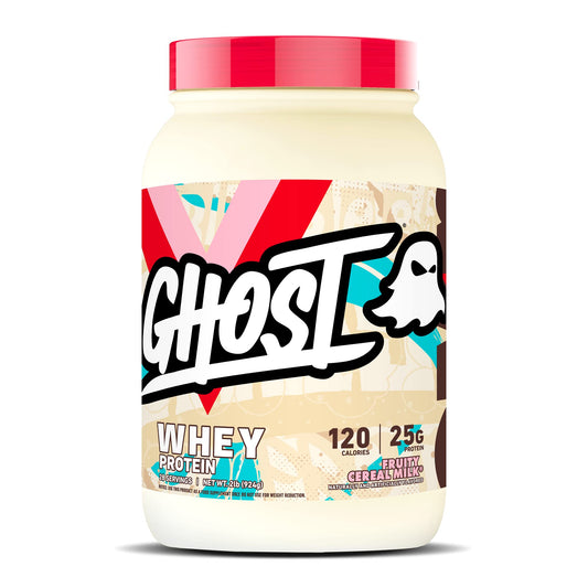 GHOST Whey Protein Powder, Fruity Cereal Milk - 2LB Tub, 25G of Protein - Flavored - NutriGlobal