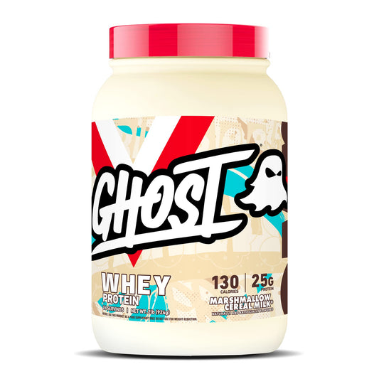 GHOST Whey Protein Powder, Marshmallow Cereal Milk - 2LB Tub, 25G of Protein - NutriGlobal