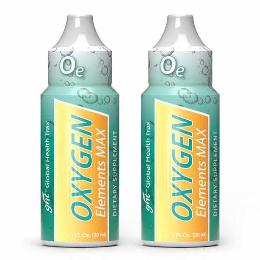 GHT Oxygen Elements Max Liquid Oxygen Drops in 1 Ounce Bottle, Portable Supplement - Bolster Endurance and Stamina, Cleanse Cells (2 Pack) - NutriGlobal