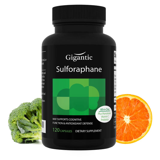 GIGANTIC Sulforaphane + Myrosinase 10mg (120 Capsules) - Includes Vitamin C - NutriGlobal