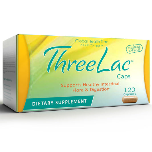 Global Health Trax GHT - ThreeLac Probiotic Capsules, 120 Count - Comprehensive Digestive Support for Men, Women, and Children - Immune System and Gut Balance, Non-GMO - NutriGlobal