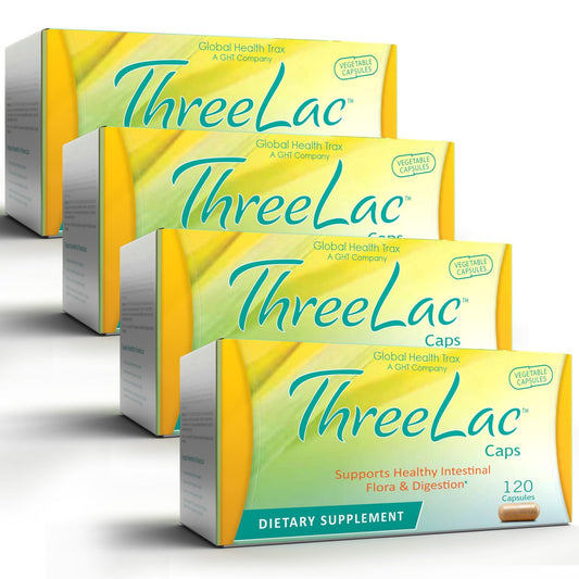 Global Health Trax GHT - ThreeLac Probiotic Capsules, 480 Count - Comprehensive Digestive Support for Men, Women, and Children - Immune System and Gut Balance, Non-GMO - NutriGlobal