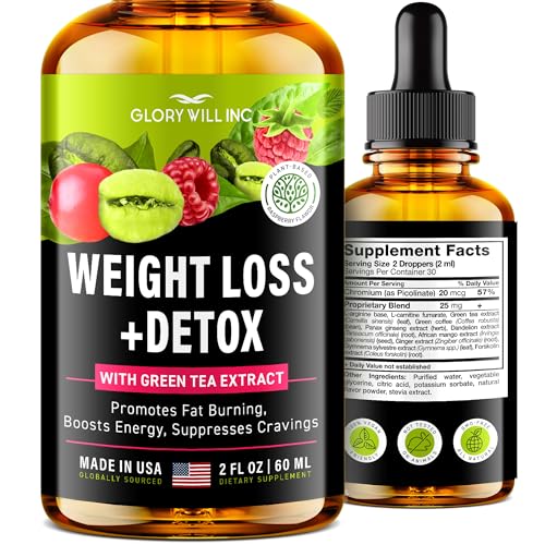 Glory Will Inc Weight Loss Drops Natural Detox Made in USA - Diet Drops for Fat Loss - NutriGlobal