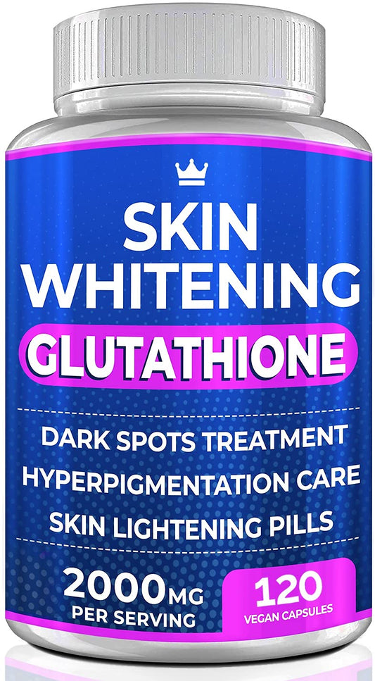 Glutathione Whitening Pills - 120 Capsules 2000mg Glutathione - Effective Skin Lightening - NutriGlobal