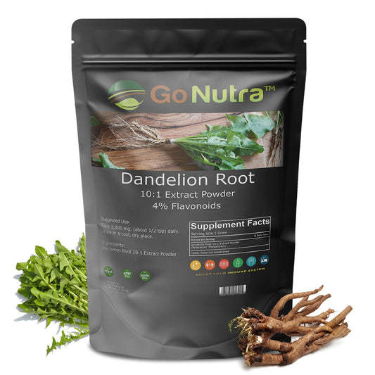 Go Nutra - Dandelion Root Powder, Potent 10:1 Dandelion Root Extract with 4% Flavonoids - NutriGlobal