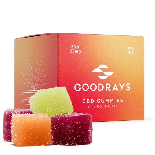 Goodrays - CBD Gummies - High Strength 30 x 25mg Mixed Fruits CBD Edibles - NutriGlobal