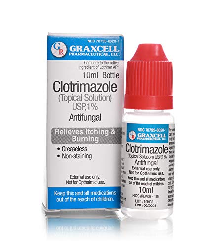 Graxcell Clotrimazole 1% Antifungal Topical Solution for Athlete's Foot, 0.33 Fluid Ounce - NutriGlobal