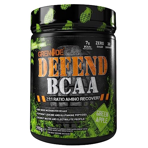 Grenade Defend BCAA Powder, Green Apple, 390 g (7 g BCAA's Per Serving - 30 Servings - NutriGlobal
