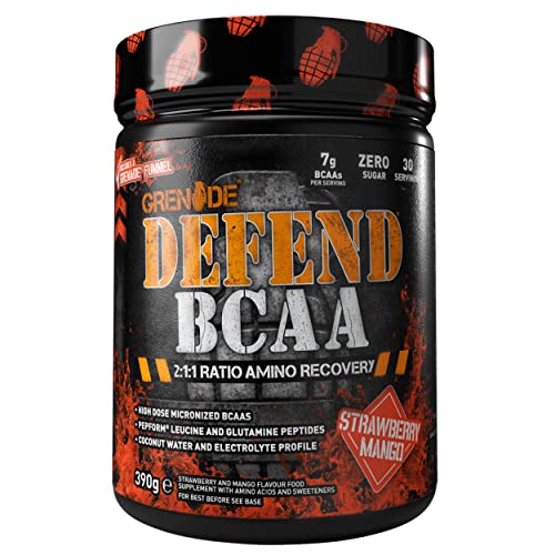 Grenade Defend BCAA Powder, Strawberry Mango, 390 g (7 g BCAA's Per Serving - NutriGlobal