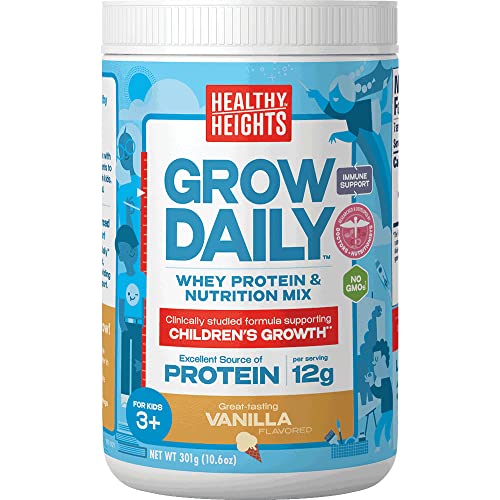 Grow Daily 3+ Shake Mix 7-serving Canister by Healthy Heights - Protein Powder (Vanilla) - NutriGlobal