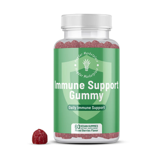 Haydar Marketplace Immune Boosters for Adults - Vegan Immune Support Gummies with Vitamins C & D, Zinc, Magnesium, Probiotics - NutriGlobal