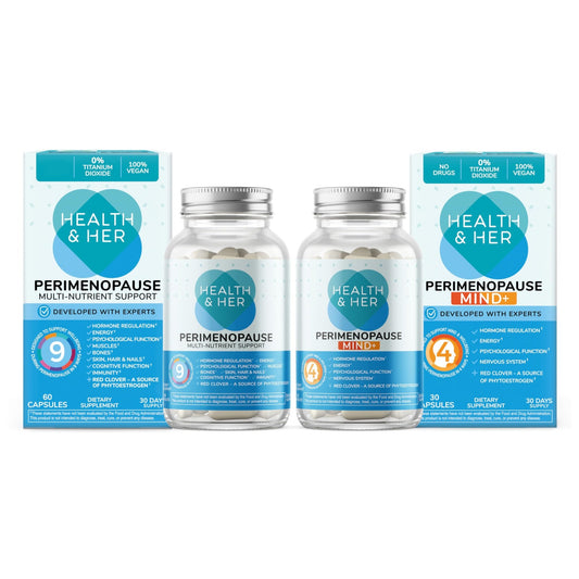 Health & Her Perimenopause & Mind+ - Multi-Nutrient and Cognitive Function Support Bundle (1-Month Supply) - NutriGlobal
