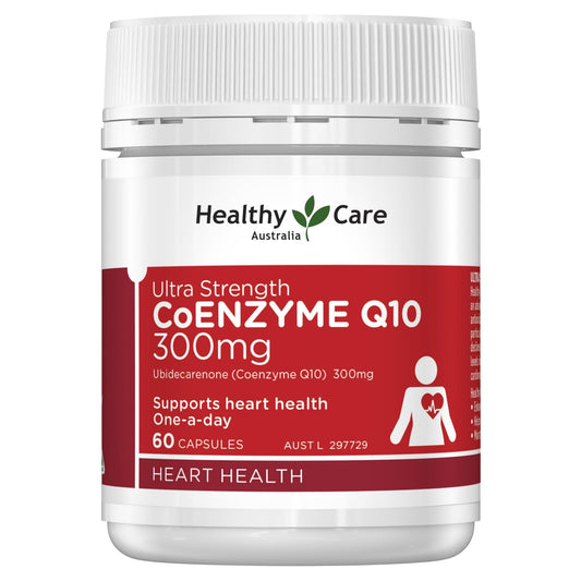 Healthy Care Ultra Strength 300mg Co Enzyme Q10 Capsules, Red, 60 Count | Supports - NutriGlobal