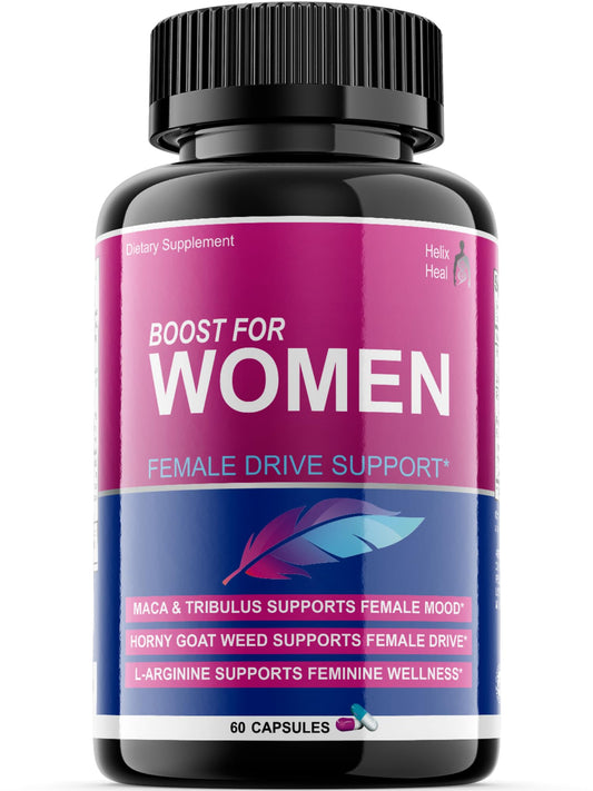 Helix Heal Libido Booster for Women Fast Acting with Horny Goat Weed - Female Desire Pills with Maca Root, Tribulus Terrestris, Ginseng and Hornygoatweed Women - Hormone Balance, Made in USA (60 ct) - NutriGlobal
