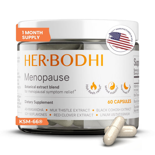 Her Bodhi Meno- Menopause Hormonal Balance for Women, Estrogen Soy Isoflavones Menopause Supplement for Women | with Ashwagandha & Black Cohosh | Hot Flashes Menopause Relief (60 Capsules) - NutriGlobal