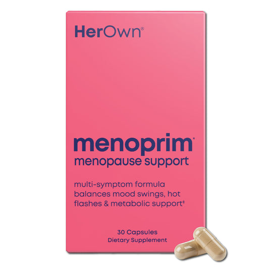 Her Own Menoprim, Menopause Support, Female Hormonal Balance Capsules for Night Sweats, Hot Flashes & Mood Swing Support, Bergamot Orange & Black Cohosh Root, 60 Capsules - NutriGlobal