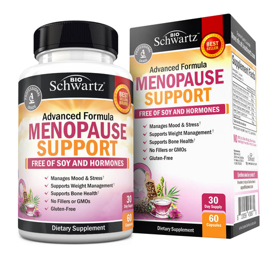 Herbal Menopause Support for Women - Supports Healthy Mood and Balance with Milk Thistle Chasteberry Black Cohosh Red Clover Turmeric Ginger - Menopause Supplements for Women - 60 Veggie Capsules - NutriGlobal