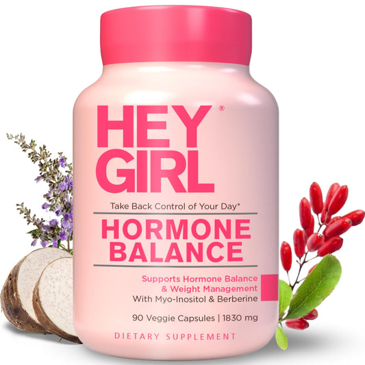 Hey Girl Hormone Balance for Women – 13-in-1 Menopause, PMS & Cycle Support – Mood & Hot Flash Support – w Myo-Inositol, Berberine, Maca Root, Black Cohosh, DIM, Dong Quai - NutriGlobal