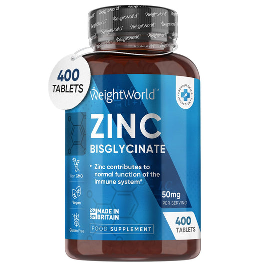 High Strength Zinc Tablets 50mg – 400 Vegan Zinc Bisglycinate Tablets 6+ Months - NutriGlobal