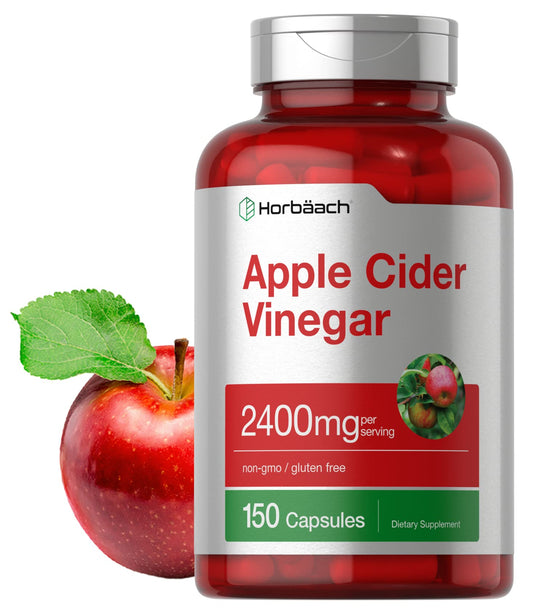 Horbäach Apple Cider Vinegar Capsules | 2400mg | 150 Count | Non-GMO, Gluten Free Supplement - NutriGlobal