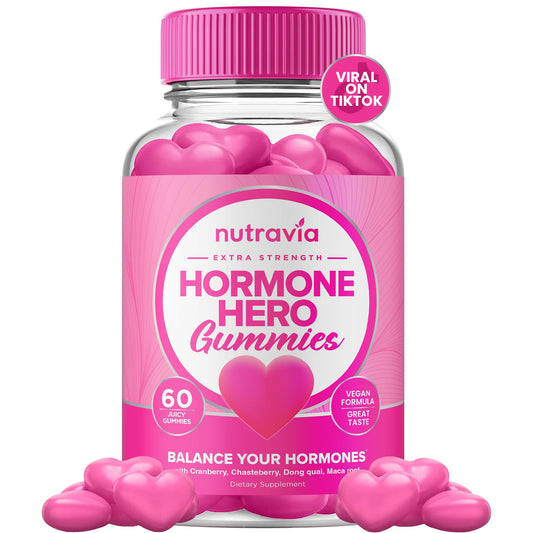 Hormone Balance For Women Gummies + PMS Relief Supplement - Supports Mood Swings, Clear Skin, Reduced Cramps and Bloating - Hormonal PMS Gummies PCOS Vitamin with Cranberry, Dong Quai (60 Gummies) - NutriGlobal