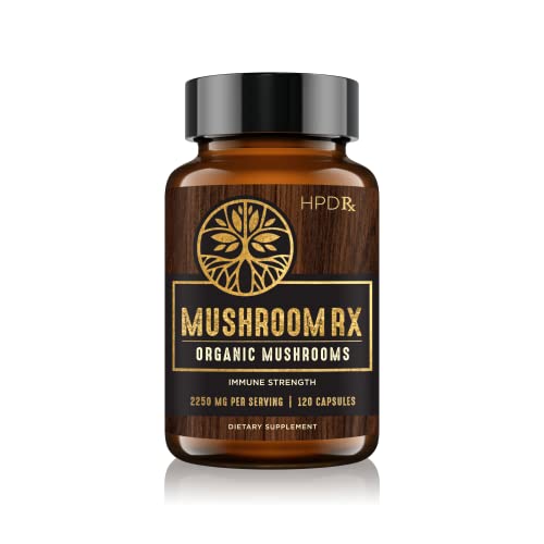 HPD Rx Mushroom Rx Organic Mushroom Extract Blend Max Immunity Dose, Lion’s Mane - NutriGlobal
