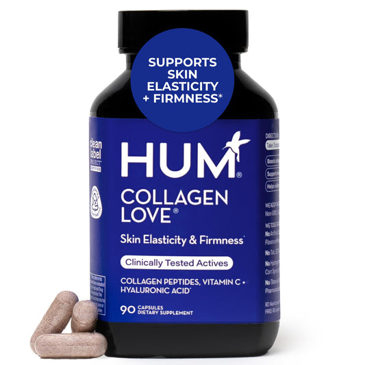 HUM Collagen Love Skin Supplement, Collagen Peptides Capsules with Hyaluronic Acid & Vitamin C, Supports Firm Skin & Helps Minimize Signs of Aging, Supplements - NutriGlobal