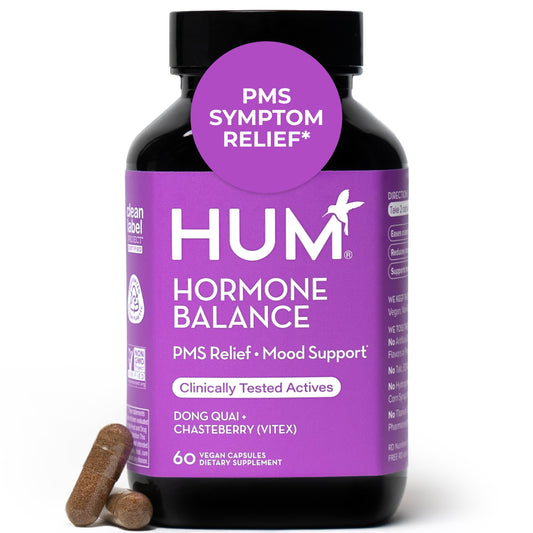 HUM Hormone Balance for Women, Supplement for Women's Health with Chasteberry & Dong Quai, Support for PMS Symptoms, Cramps, Irritability, Hormonal Balance, Monthly Support, 60 Capsules - NutriGlobal