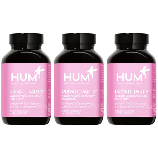 HUM Private Party Vaginal Probiotics for Women, pH Balance and Urinary Tract Support Vaginal Probiotic Supplement with Cranberry & Lactobacillus Blend, Women's Health Cranberry Pills, 90 Capsules - NutriGlobal