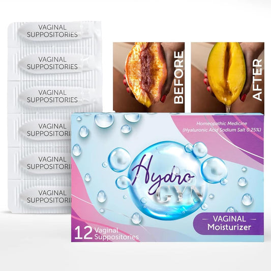 Hydro GYN Vaginal Moisturizer | Long Lasting for Vaginal Dryness & Irritation | Hyaluronic Acid & Vitamin E | Feminine Care Hormone Free | Pre and Post Menopausal | 12 Vaginal Suppositories - NutriGlobal
