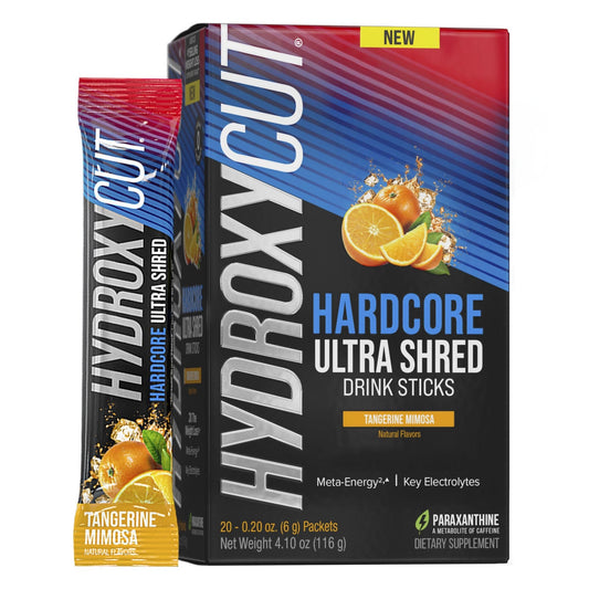 Hydroxycut Hardcore Ultra Shred Drink Sticks,Meta-Energy Drink Powder Metabolic Energy - NutriGlobal
