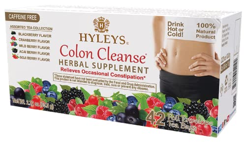 Hyleys Colon Cleanse Tea Assorted Flavors - 42 Tea Bags (1 Pack) - NutriGlobal