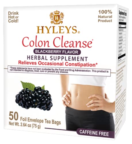 Hyleys Colon Cleanse Tea Blackberry Flavor - 50 Tea Bags (1 Pack) - NutriGlobal