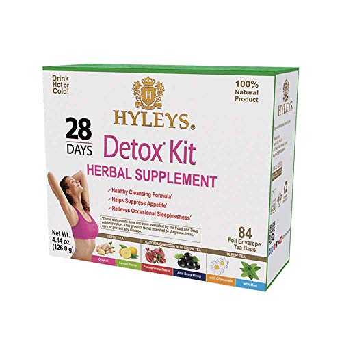 Hyleys Detox Tea for Cleanse and Weight Loss - 28 Day Kit - 84 Tea Bags (9 Pack) - NutriGlobal
