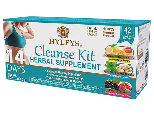 HYLEYS Tea 14 Days Cleanse Kit - 42 Tea Bags (100% Natural, Sugar Free, Gluten Free - NutriGlobal