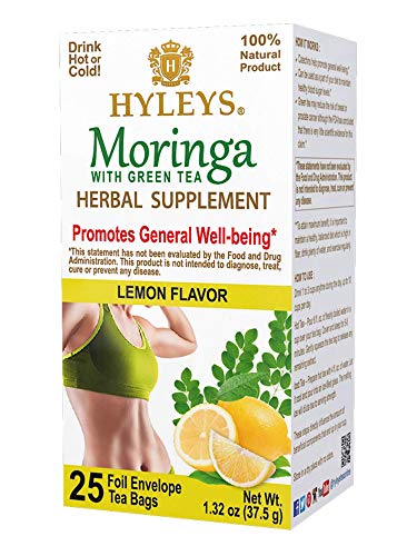 Hyleys Tea Moringa Oleifera with Lemon Flavor - 25 Tea Bags (Miracle Tree Tea) - NutriGlobal