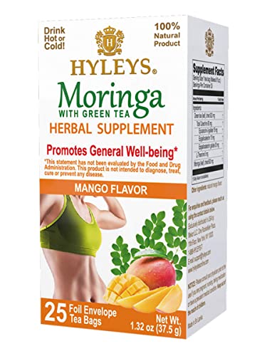 Hyleys Tea Moringa Oleifera with Mango Flavor - 25 Tea Bags (Miracle Tree Tea) - NutriGlobal