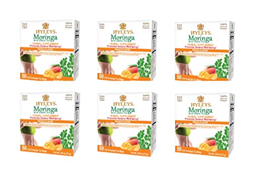 Hyleys Tea Moringa Oleifera with Mango Flavor - 50 Tea Bags (6 Pack - 300 Tea Bags total) (Miracle Tree Tea) - NutriGlobal