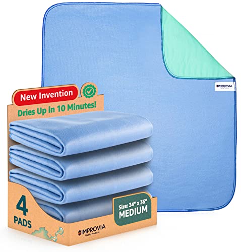IMPROVIA® Washable Underpads, 34" x 36" (Pack of 4) - Heavy Absorben - NutriGlobal