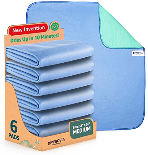 IMPROVIA® Washable Underpads, 34" x 36" (Pack of 6) - Heavy Absorben - NutriGlobal
