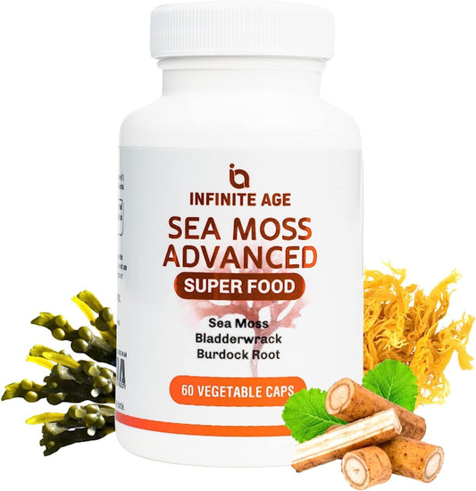 INFINITE AGE: 1250mg Sea Moss Advanced Superfood - High-Potency, Vegan - NutriGlobal