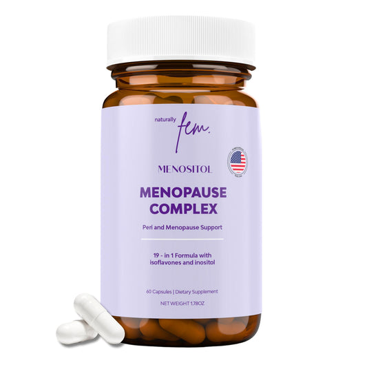 Inositol FEM Menositol 19-in-1 60Caps, Perimenopause & Menopause Supplements for Women Weight Loss with Myo-Inositol, D-chiro and Isoflavones, Control Metabolic Health, 100% Natural, Hormone, SoyFree - NutriGlobal