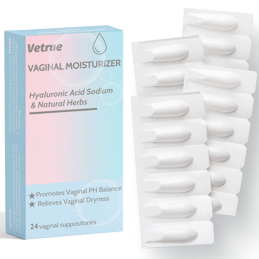 Intimate Moisturizer, Vaginal Suppository for Dryness & Discomfort, Feminine Long Lasting Hydration Support with Hyaluronic Acid and Natural Herbs - PH Balance, Estrogen and Drug Free (24 Inserts) - NutriGlobal