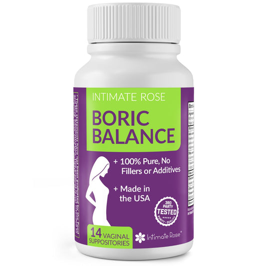 Intimate Rose Boric Acid Vaginal Suppositories, 14 Count for Feminine Deodorizing & Freshness - Vegan Capsules - NutriGlobal