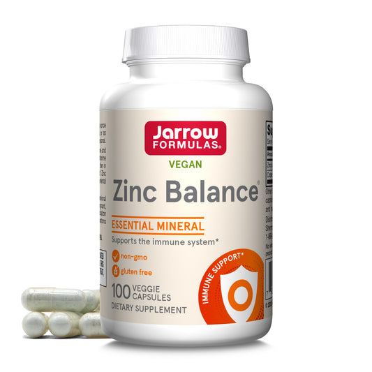 Jarrow Formulas Zinc Balance 15 mg - 100 Servings (Veggie Caps) - Zinc with Copper - Essential Minerals for Immune System Support - Immune Support Supplement - Gluten Free Copper Supplement, Vegan - NutriGlobal