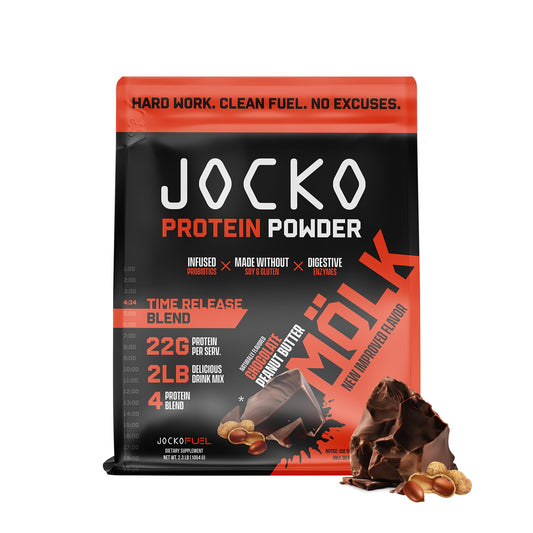 Jocko Mölk Chocolate Peanut Butter Whey Protein Powder - Keto, Probiotics, Grass Fed - NutriGlobal