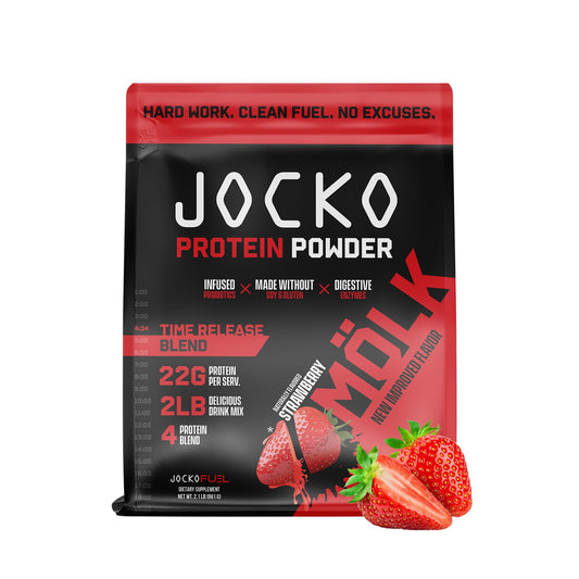 Jocko Mölk Whey Protein Powder (Strawberry) - Keto, Probiotics, Grass Fed, Digestive - NutriGlobal