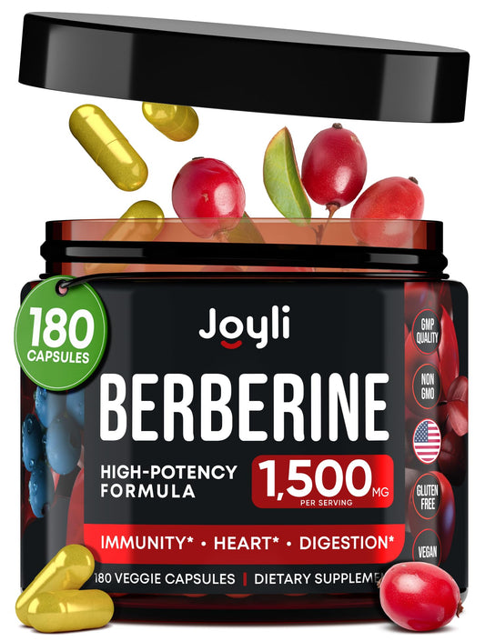 Joyli Berberine 1500MG - 180 Vegan Capsules - Weight Management & Heart Support - NutriGlobal